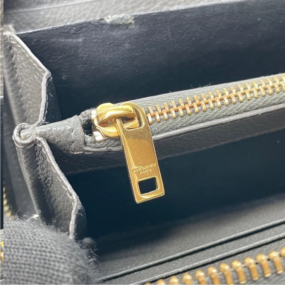 Saint Laurent Charcoal Wallet with Gold Accent - Picture 10 of 13